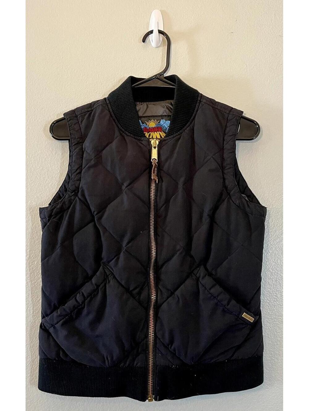 Vintage 1960s Eddie Bauer Down Rising Sun Goose Down Vest Size Small Black